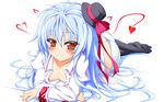  aqua_hair brown_eyes hat long_hair nipples no_bra panties shiera tagme_(character) thighhighs underwear 