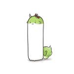 :3 bow commentary creature creature_focus cuneigram ex-keine horn_bow horn_ornament horns kamishirasawa_keine long_body no_humans red_bow simple_background solo sukusuku_hakutaku tail touhou white_background 