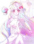  @_@ artist_name blunt_bangs blush bow breasts cleavage dress dress_bow du_du hair_bow hair_flowing_over highres hypno-shroom_(plants_vs._zombies) long_hair messy_hair mushroom mushroom_hat open_mouth personification plants_vs._zombies red_eyes reference_inset sentient_plant spiral-only_eyes white_background white_dress white_hair 
