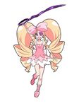  armpits bad_id bad_pixiv_id bare_shoulders big_hair blonde_hair blue_eyes boots bow dress drill_hair earrings eyepatch full_body hair_bow harime_nui heart highres jewelry kill_la_kill long_hair pink_bow pink_dress pink_footwear scissor_blade shiki_h smile solo spoilers strapless strapless_dress teeth twin_drills twintails umbrella white_background wrist_cuffs 
