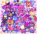  6+boys 6+girls ace_attorney afro among_us blanca_(animal_crossing) blue_hair blush buggy_the_clown cat_girl character_request clown clown_nose colored_skin commentary copyright_request crewmate_(among_us) crossover dc_comics deer_boy deltarune dress english_commentary feather_sleeves five_nights_at_freddy's five_nights_at_freddy's_2 geiru_toneido gem_(steven_universe) green_hair grey_skin hair_horns happy_tree_friends hat highres jack0ran jester jevil jinx_(dc) joker_(dc) kirby_(series) kuromi lego mario mario_(clown) mario_(series) marx_(kirby) mime mime_(happy_tree_friends) mime_jr. multicolored_hair multiple_boys multiple_crossover multiple_girls my_melody_(series) one_piece phoenix_wright:_ace_attorney_-_spirit_of_justice pietro_(animal_crossing) pink_dress pink_hair pokemon pokemon_(creature) popplio rainbow_choker rainbow_hair red_(among_us) red_lips red_nose sanrio scarf sea_lion sharp_teeth sheep_boy spinel_(original_form)_(steven_universe) star_(symbol) steven_universe teen_titans teeth the_lego_batman_movie the_lego_group the_lego_movie the_puppet_(fnaf) trait_connection twintails two-tone_hat utdr_(toby_fox) wing-shaped_bow yellow_scarf 