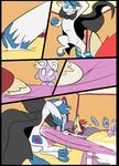  blue_eyes comic cup cutie_mark equine eye_patch eyewear feral fight friendship_is_magic group hair horn horse inside male mammal mane metal_(artist) my_little_pony original_character pony shining_armor_(mlp) stallon table 