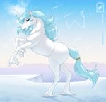  absurd_res blue_eyes blue_hair blue_lips equine eyebrows eyelashes female feral fur hair half-closed_eyes hi_res hooves horn horse lips long_hair looking_at_viewer mammal outside solo unicorn walter_sache white_fur 