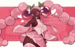 1girl absurdres alternate_hairstyle alternate_skin_color artist_name borrowed_character character_name cherry cherry_blossoms cherry_hair_ornament dark-skinned_female dark_skin darkened_skin detached_sleeves food food-themed_hair_ornament fruit hair_ornament hatsune_miku highres long_hair looking_at_viewer necktie pink_eyes pink_hair pink_necktie pink_skirt pink_sleeves pink_theme sakura_miku shirt skirt sleeveless sleeveless_shirt smile solo talentlesshuman thighhighs twintails very_long_hair vocaloid white_shirt 