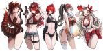  5girls adjusting_eyewear akechi_(akechi_5416) ange_katrina arm_strap armpits ass back ball bare_shoulders beachball belt bikini black_bikini black_nails black_one-piece_swimsuit black_shirt blonde_hair blue_eyes blush bracelet breasts brown_hair commentary cropped_legs cross-laced_bikini cross-laced_clothes cross-laced_one-piece_swimsuit denim denim_shorts dola_(nijisanji) dragon_girl dragon_horns dragon_tail eyewear_on_head fang flat_chest frilled_bikini frills from_behind furen_e_lustario goggles goggles_on_head gradient_horns grin hair_intakes hair_over_one_eye halterneck hand_on_eyewear hand_on_own_chest hand_up hat hat_ribbon high_side_ponytail highleg highleg_bikini highres holding holding_ball holding_beachball holding_water_gun horns jewelry lain_paterson large_breasts long_hair long_sleeves looking_at_viewer looking_back medium_breasts multi-strapped_bikini_bottom multicolored_horns multiple_girls nail_polish navel nijisanji nui_sociere off_shoulder one-piece_swimsuit one_eye_closed open_clothes open_fly open_mouth open_shirt orange_horns ponytail red_bikini red_eyes red_hair red_hat red_horns red_nails red_sarong ribbon sarong scales see-through_bikini see-through_clothes shirt shirt_partially_removed short_shorts shorts shrug_(clothing) side-tie_bikini_bottom side_ponytail sideboob simple_background single_thighhigh skin_fang skindentation sleeves_past_wrists slit_pupils smile stomach string_bikini sun_hat sunglasses swimsuit tail tankini thigh_belt thigh_strap thighhighs torn_clothes torn_shorts v virtual_youtuber visor_cap water_gun white_background white_bikini white_hat white_shrug white_thighhighs yellow_eyes 
