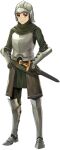  1boy ake_(tate_no_yuusha_no_nariagari) armor armored_boots artist_request black_gloves black_pants boots breastplate brown_eyes brown_hair full_body game_asset gloves green_tunic grey_armor grey_boots helmet highres knight looking_at_viewer male_focus official_art pants pinstripe_tunic scabbard sheath sheathed short_hair simple_background smile solo sword tate_no_yuusha_no_nariagari tate_no_yuusha_no_nariagari_rise transparent_background tunic vambraces weapon 