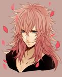  bad_id bad_pixiv_id black_coat_(kingdom_hearts) blue_eyes kaikun kingdom_hearts long_hair male_focus marluxia petals pink_hair simple_background solo 