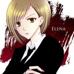  1girl blonde_hair bosch brown_eyes character_name elena_(ff7) female final_fantasy final_fantasy_vii formal looking_at_viewer necktie solo suit 