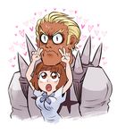  blush couple gamagoori_ira heart hearts kill_la_kill mankanshoku_mako shoulder_spikes spiked_shoulders sweat 