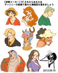  2girls 6+boys bambi_(disney) black_hair blonde_hair blue_hair brook disney franky goggles green_hair jack_skellington kkyyaa2 monkey_d_luffy multiple_boys multiple_girls nami nami_(one_piece) nico_robin one_piece orange_hair parody reindeer roronoa_zoro sanji scar skeleton style_parody sunglasses the_nightmare_before_christmas tony_tony_chopper translation_request usopp 