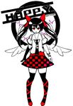  black_hair boku_(isizakitakasi) cellphone himekaidou_hatate long_hair open_mouth phone red_eyes ribbon solo touhou twintails white_background wings 