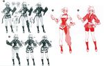  alternate_costume alternate_hair_length alternate_hairstyle belt blazblue blazblue:_chronophantasma boots breasts bullet_(blazblue) cleavage concept_art gauntlets hand_on_hip knee_boots large_breasts long_hair mismatched_legwear monochrome official_art scar short_hair thigh_boots thighhighs 