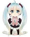  :t aqua_eyes aqua_hair bad_id bad_pixiv_id blush_stickers chibi detached_sleeves eventh7 hands_on_hips hatsune_miku headset long_hair necktie skirt solo thighhighs twintails very_long_hair vocaloid white_background 