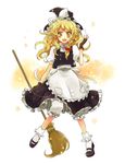  bad_id bad_pixiv_id blonde_hair blush bow braid broom fingerless_gloves gloves hat hat_bow kirisame_marisa mary_janes open_mouth popoin shoes side_braid solo star touhou white_bow witch_hat yellow_eyes 