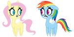  animal_ears blue_eyes cutie_mark dewlshock duo equine eye_contact female fluttershy_(mlp) friendship_is_magic fur hair horse invalid_tag mammal mane multi-colored_hair my_little_pony pegasus pink_hair plain_background pony purple_eyes rainbow_dash_(mlp) rainbow_hair teen_titans_go! transparent_background wings yellow_fur 