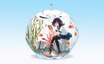  animal bubbles fish original phantania photoshop seifuku thighhighs underwater water 