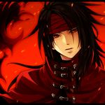 1boy black_hair final_fantasy final_fantasy_vii headband long_hair looking_at_viewer male male_focus orqz red_eyes solo vincent_valentine 