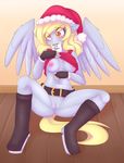  &lt;3 anthro anthrofied belt blonde_hair boots bottomless breasts christmas clothed clothing corrupteddiscipline derp_eyes derpy_hooves_(mlp) english_text equine female fingerless_gloves friendship_is_magic gloves hair half-dressed hat holidays horse lifting_shirt mammal my_little_pony nipples note nude paper pegasus pony pussy santa_hat shirt shirt_lift sitting solo text wings yellow_eyes 