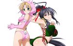  2girls asia_argento ass black_hair blonde_hair blue_eyes breasts high_school_dxd himejima_akeno large_breasts lingerie long_hair medium_breasts multiple_girls official_art ponytail purple_eyes 