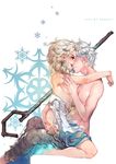  1girl ass ass_grab clothed_sex crossover cum downscaled elsa_(frozen) frozen_(disney) girl_on_top hetero image_sample jack_frost_(rise_of_the_guardians) kawacy kiss licking md5_mismatch resized rise_of_the_guardians saliva sex staff straddling topless tumblr_sample upright_straddle 