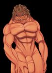  4_fingers abs alien anthro biceps big_muscles big_penis black_background blue_eyes brown_skin claws crazedg flaccid grunt_(mass_effect) hi_res krogan looking_at_viewer male manly mass_effect muscles navel no_nipples nude pecs penis plain_background pose presenting shadow sharp_claws sheath shiny solo standing toned video_games 
