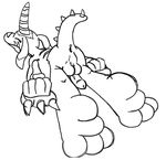  &lt;3 3_toes anus balls barefoot big_paws camelot claws cute defeated digimon erection eyes_closed foot_focus gabumon gay horn male nude penis sketch sleeping unconscious 