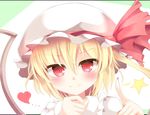  aibumi bad_id bad_pixiv_id blonde_hair blush commentary_request face flandre_scarlet hat hat_ribbon heart looking_at_viewer mob_cap pink_eyes ribbon smile solo star touhou upper_body wings 
