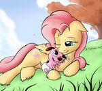  courage courage_the_cowardly_dog cute cutie_mark diaper dog equine female fluttershy_(mlp) friendship_is_magic fur grass green_eyes hair happy male mammal my_little_pony nobody47 one_eye_closed pegasus pink_fur pink_hair sky smile tree wings 