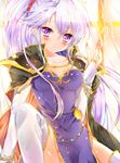  bad_id bad_pixiv_id bariko blush bracelet breasts bridal_gauntlets cape cleavage dress elbow_gloves electricity fire_emblem fire_emblem:_seisen_no_keifu gloves ishtar_(fire_emblem) jewelry long_hair magic medium_breasts purple_eyes purple_hair side_ponytail side_slit solo thighhighs very_long_hair 