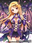  bad_id bad_pixiv_id blonde_hair breasts cleavage copyright_name demon_tail detached_sleeves henshin_shoujo_metamor_maiden horns long_hair mauve medium_breasts original pointy_ears red_eyes solo tail wings 
