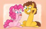  blue_eyes brown_hair cheese_sandwich_(mlp) derp_eyes duo equine female friendship_is_magic hair horse male mammal mn27 my_little_pony pink_hair pinkie_pie_(mlp) pony sitting smile tongue tongue_out 