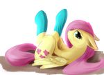  cutie_mark cyan_eyes equine female floppy_ears fluttershy_(mlp) friendship_is_magic fur hair hair_over_eye horse legwear long_hair looking_at_viewer lying mammal my_little_pony on_back pegasus pink_hair plain_background pony sokolas solo stockings white_background wings yellow_fur 