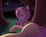  butt cloud equine evil_grin fangs feral flutterbat_(mlp) fluttershy_(mlp) friendship_is_magic fur hair horse long_hair mammal moon my_little_pony night outside pegasus pink_hair pony presenting presenting_hindquarters red_eyes silverfox057 smile stars tree wings yellow_fur 