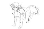 allison_chan animal_ears banned_artist breasts cleavage facial_mark greyscale large_breasts monochrome sketch solo tail tiger_ears tiger_tail 