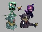  amumu bandage clothed clothing crying fur green_eyes group hair kennen league_of_legends male mummy ninja plain_background undead video_games yordle 