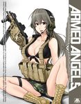  arm_support armed_angels boots breasts cleavage front-tie_top grey_hair gun headset kriss_vector large_breasts load_bearing_vest m81_woodland_(camo) macline military_operator original shirt shorts sitting spread_legs submachine_gun tied_shirt vertical_foregrip weapon woodland_pattern 