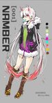  bad_id bad_pixiv_id candy eating eyepatch food grey_background hagino_(axgh) hair_ornament hairclip hood hood_down horns jacket lollipop long_hair multicolored_hair original red_eyes solo twintails two-tone_hair 