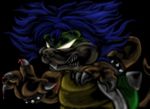  blood blue_hair claws hair koopa ludwig_von_koopa male mario_bros nintendo open_mouth plain_background prince reptile royalty scalie sharp_teeth shell solo spikes teeth turtle video_games 
