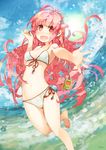  :d bikini blush breasts cleavage digital_media_player earbuds earphones fang front-tie_top full-face_blush hair_ornament heart heart-shaped_pupils highres konno_takashi long_hair looking_at_viewer md5_mismatch medium_breasts open_mouth original pink_hair red_eyes side-tie_bikini smile solo swimsuit symbol-shaped_pupils very_long_hair 