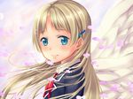  alternate_hairstyle angel_wings arios_(orochi_yuta) blonde_hair blue_eyes chuunibyou_demo_koi_ga_shitai! dekomori_sanae long_hair school_uniform solo wings 