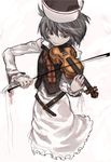  adapted_costume belt bow bow_(instrument) grey_hair hat instrument lunasa_prismriver scarf short_hair solo taaki_(taki0123) touhou vest violin 