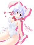  animal_ears blue_hair bow bowtie bunny_ears bunny_tail bunnysuit detached_collar highres kotonomiya_yuki red_eyes saano_chia short_hair solo suigetsu tail wrist_cuffs 