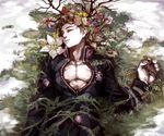  blonde_hair flower giorno_giovanna jojo_no_kimyou_na_bouken male_focus plant sb_(hiratsei) sleeping solo tree vines 