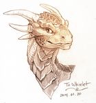  draco dragon dragonheart feral headshot headshot_portrait male monochrome portrait scalie seylyn solo traditional_media western_dragon 