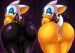  anthro anus bat big_butt blue_eyes butt camel_toe clothing english_text female hair looking_at_viewer looking_back mammal nude presenting presenting_hindquarters pussy rouge_the_bat sega smile solo sonic_(series) text therealshadman tight_clothing 