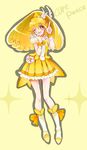  ;p bike_shorts blonde_hair boots bow choker cure_peace hair_flaps highres kise_yayoi long_hair magical_girl mikan_(mikataaaa) one_eye_closed open_mouth ponytail precure shorts shorts_under_skirt skirt smile smile_precure! solo tiara tongue tongue_out v wrist_cuffs yellow yellow_background yellow_bow yellow_eyes yellow_shorts yellow_skirt 