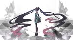  absurdly_long_hair bad_id bad_pixiv_id gradient_hair hatsune_miku high_heels kansou_samehada long_hair multicolored_hair scapecoat_(vocaloid) solo thighhighs twintails very_long_hair vocaloid wind wind_lift 