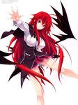  1girl absurdres blue_eyes breasts high_school_dxd highres large_breasts long_hair miyama-zero official_art red_hair rias_gremory solo wings 