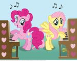  blue_eyes cutie_mark duet duo equine female fluttershy_(mlp) friendship_is_magic hair horse mammal musical_instrument my_little_pony pegasus piano pink_hair pinkie_pie_(mlp) playing pony timothy_fay wings 