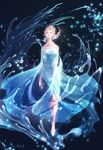  1girl bare_shoulders blonde_hair braid breasts closed_eyes dress elsa_(frozen) eyes_closed flafly frozen_(disney) long_hair single_braid 